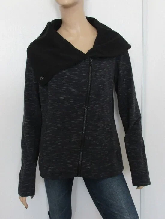 LUCY Athletic Jacket Size Large Black Full Zip with Snap Neck - Picture 1 of 8